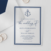 Nautical Anchor Monogram Frame Navy Hochzeit Acryleinladungen