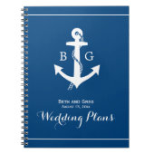 Nautical Anchor Monogram Wedding Planner Notebook Notizblock (Vorderseite)