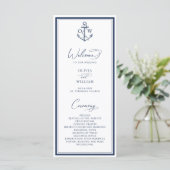 Nautical Anchor Monogram Wedding Programm (Stehend Vorderseite)