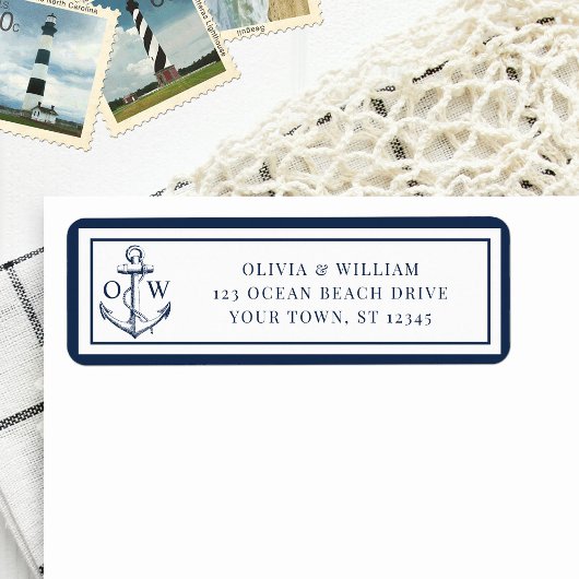 Nautical Anchor Monogram Wedding Rücksendeadresse