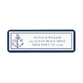 Nautical Anchor Monogram Wedding Rücksendeadresse (Vorne)