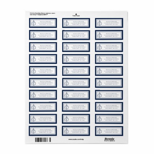 Nautical Anchor Monogram Wedding Rücksendeadresse (Vorne)