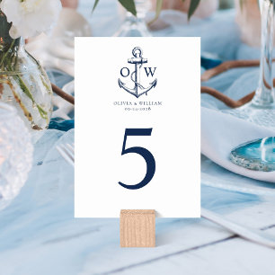 Nautical Anchor Monogram Wedding Tischnummer