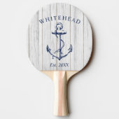 Nautical Anchor Monogram White Wood Tischtennis Schläger (Rückseite)