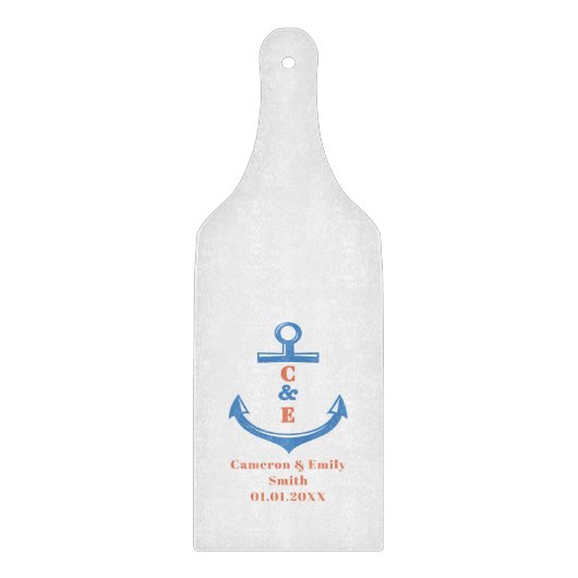 Nautical Anchor Monogrammed Paddle  Schneidebrett (Vorderseite)