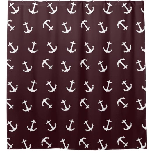 Nautical Anchor-Muster für Deep Burgundy Duschvorhang (Vorderseite)