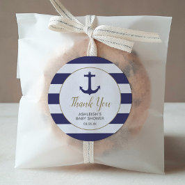 Nautical Anchor Navy Babydusche Vielen Dank Runder Aufkleber