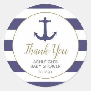 Nautical Anchor Navy Babydusche Vielen Dank Runder Aufkleber