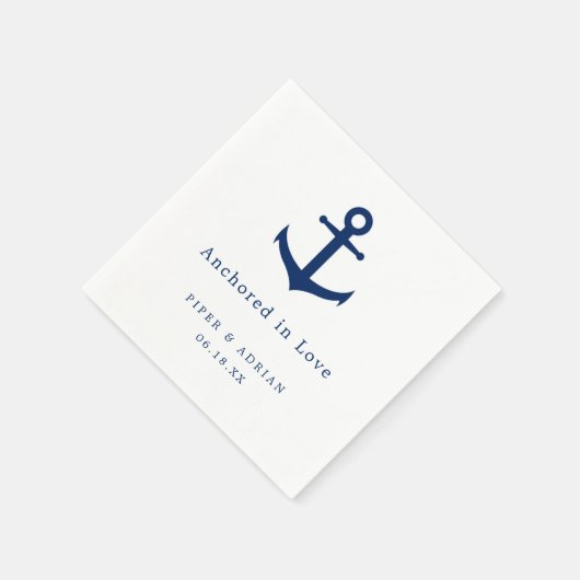 Nautical Anchor Navy Blue and White Wedding Serviette (Ecke)
