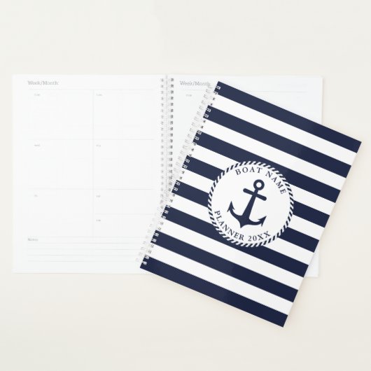 Nautical Anchor Navy Blue Boat Name 2024 Planer (Anzeige)