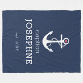 Nautical Anchor Navy Blue Capture Personalisiert Fleecedecke (Vorderseite (Horizontal))