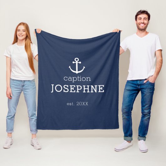 Nautical Anchor Navy Blue Capture Personalisiert Fleecedecke (Beispiel)