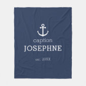 Nautical Anchor Navy Blue Capture Personalisiert Fleecedecke (Vorderseite)