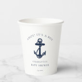 Nautical Anchor Navy Blue Coastal Boy Baby Shooter Pappbecher (Vorderseite)