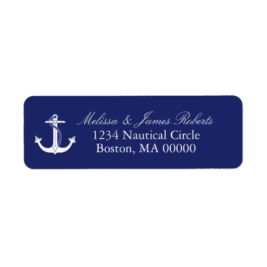 Nautical Anchor Navy Blue Coastal Rücksendeadresse (Vorne)
