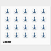 Nautical Anchor Navy Blue Danke Beach Wedding Runder Aufkleber (Blatt)