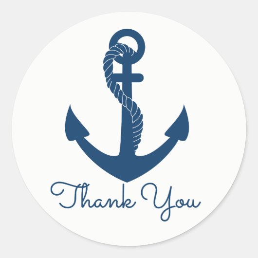 Nautical Anchor Navy Blue Danke Beach Wedding Runder Aufkleber (Vorderseite)