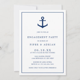 Nautical Anchor Navy Blue Elegante Engagement Part Einladung