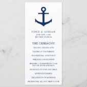 Nautical Anchor Navy Blue Elegante Hochzeit Programm (Vorderseite)