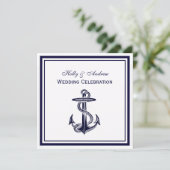 Nautical Anchor Navy Blue Gerahmt 2SQ Hochzeit Einladung