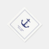 Nautical Anchor Navy Blue Monogram Names Wedding Serviette (Ecke)