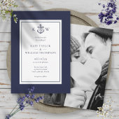 Nautical Anchor Navy Blue Monogram Wedding Foto Einladung