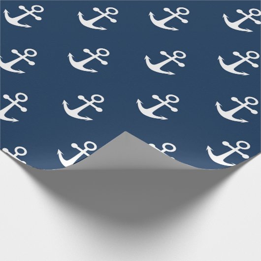 Nautical Anchor Navy Blue Pattern Wrapping Paper Geschenkpapier (Ecke)