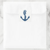 Nautical Anchor Navy Blue Sailor Beach Hochzeit Quadratischer Aufkleber (Tasche)