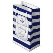 Nautical Anchor Navy Blue Stripe Hochzeit Vielen D Kleine Geschenktüte (Vorderseite Schrägansicht)