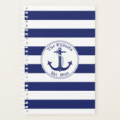 Nautical Anchor Navy Blue Stripe Planer (Vorderseite)