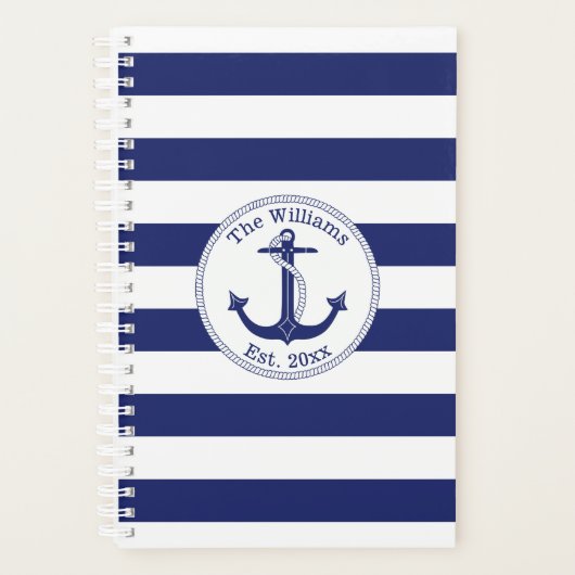 Nautical Anchor Navy Blue Stripe Planer (Vorderseite)