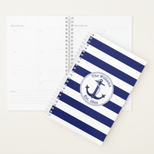Nautical Anchor Navy Blue Stripe Planer (Anzeige)