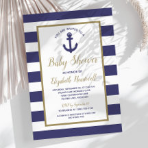 Nautical Anchor Navy Blue Striped Boy Baby Shower