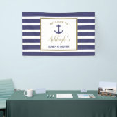 Nautical Anchor Navy Blue Stripes Boy Baby Dusche Banner (Messeveranstaltung)