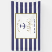 Nautical Anchor Navy Blue Stripes Boy Baby Dusche Banner (Vertikal)