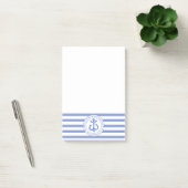 Nautical Anchor Navy Blue Striping Personalisiert Post-it Klebezettel (Büro)