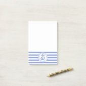Nautical Anchor Navy Blue Striping Personalisiert Post-it Klebezettel (Auf Schreibtisch)