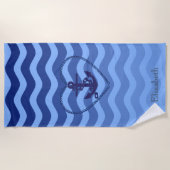 Nautical Anchor Navy Blue Strive Waves Strandtuch (Vorderseite)