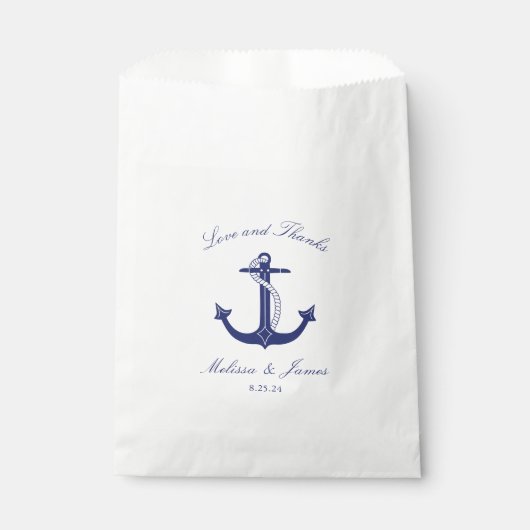 Nautical Anchor Navy Blue Wedding Liebe und Dank Geschenktütchen (Vorderseite)