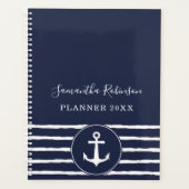 Nautical Anchor Navy Blue White Custom 2024 Planer (Vorderseite)