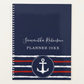 Nautical Anchor Navy Blue White Red 2024 Planer (Vorderseite)