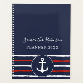 Nautical Anchor Navy Blue White Red 2024 Planer