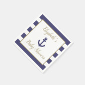 Nautical Anchor Navy Gold Boy Baby Shower Serviette (Ecke)