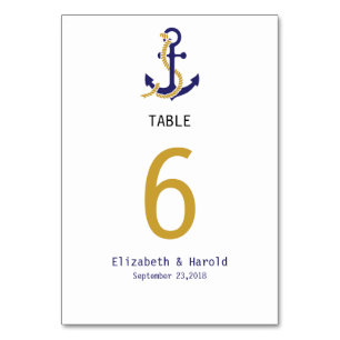 Nautical Anchor Navy Hochzeit. Tischnummer