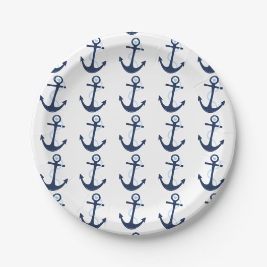 Nautical Anchor Navy Moderne Baby Shower Plate Pappteller (Vorderseite)