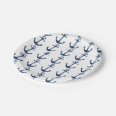 Nautical Anchor Navy Moderne Baby Shower Plate Pappteller (Schrägansicht)