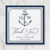 Nautical Anchor Navy Monogram danke Hochzeit Geschenkanhänger (Vorderseite)