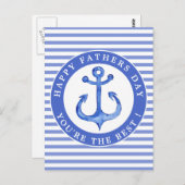 Nautical Anchor Navy Striped Vatertag Postkarte (Vorne/Hinten)