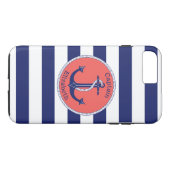 Nautical Anchor Navy und Coral Personalisiert Case-Mate iPhone Hülle (Rückseite (Horizontal))