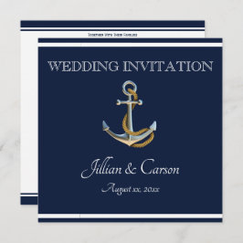 Nautical Anchor - Navy & White Wedding Einladung